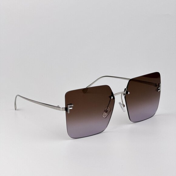 Fendi FIRST Sunglasses – Palladium Square Rimless Gradient Brown FE4082US 16Z - Picture 4 of 11